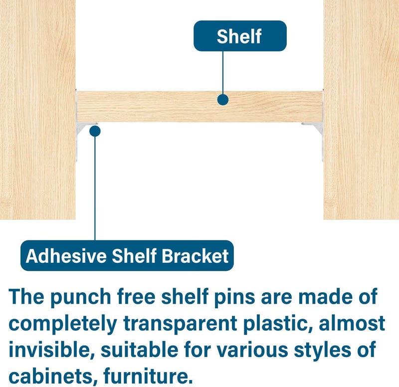 LonlyEagle 20 Pieces Plastic Shelf Support Peg,Self Adhesive Bracket,Partition Pin for Furniture Kitchen Cabinet Book Shelves Closet Brackets Clapboard Layer - Image 3